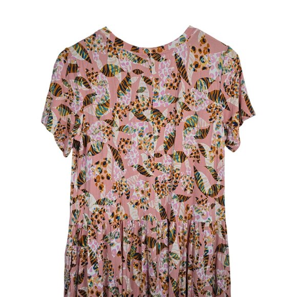 LOGO Lori Goldstein Women's Sadie Pink Floral Midi Henley Dress Sz SP - Picture 9 of 11